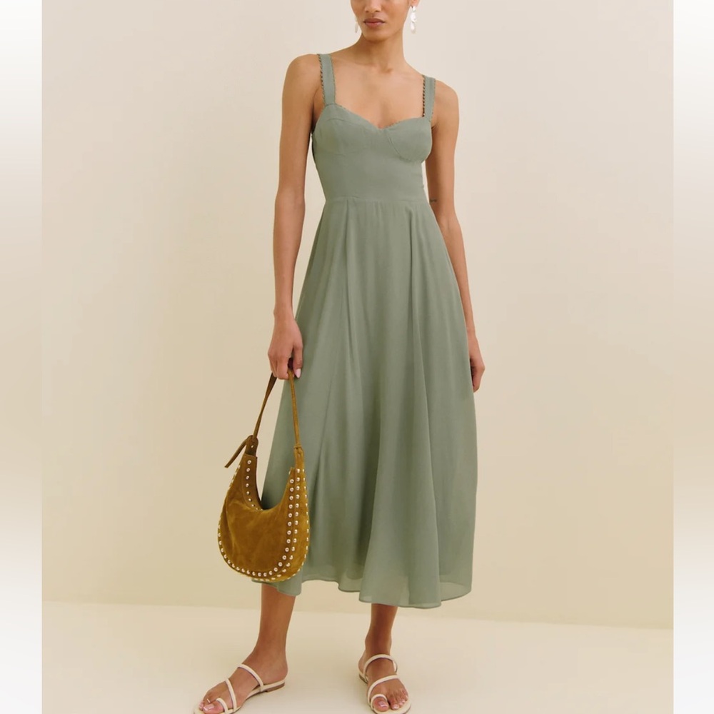 Reformation Sage Green Midi Dress